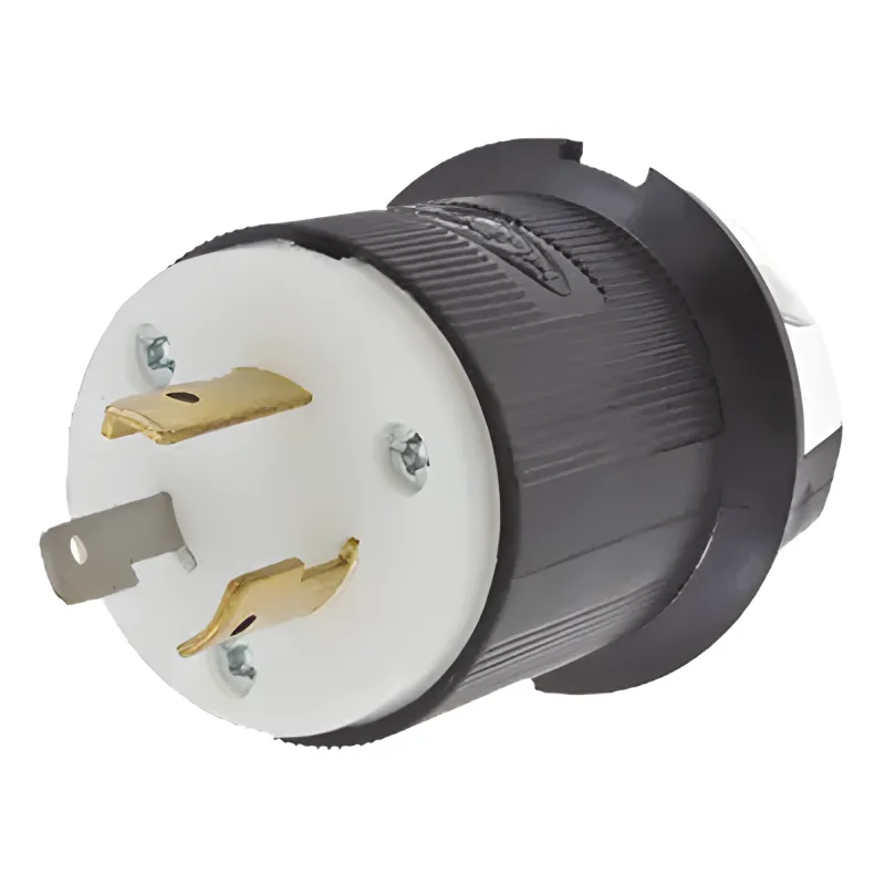 Clavija Industrial con Bloqueo de Media Vuelta / 20 A 125 V CA / 2 Polos 3 Hilos / Color Blanco y Negro / Nema L5-20P.