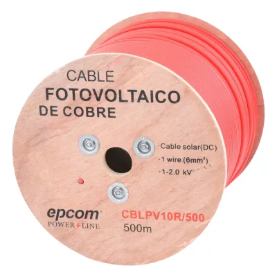 Carrete de 500 Metros / Cable Fotovoltaico Rojo / Material COBRE / 6mm² (10AWG) / 2000 Vcc