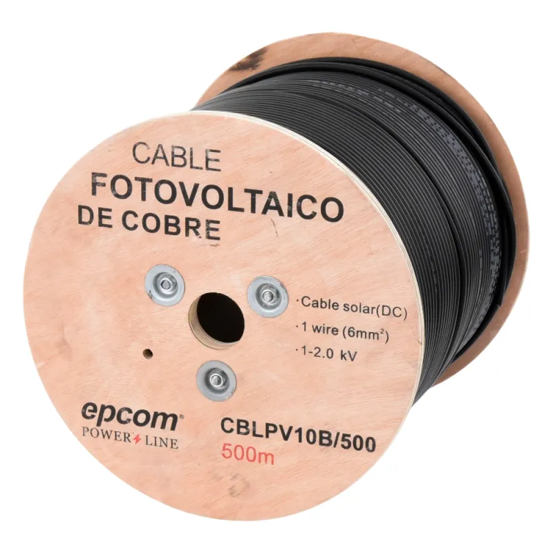 Carrete de 500 Metros / Cable Fotovoltaico Negro / 6mm² (10AWG) / Material COBRE / 2000 Vcc