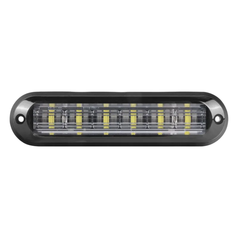 Luz Auxiliar Ultra Brillante IP67 de 6 LEDs, Color Rojo/Azul, con mica transparente y bisel negro