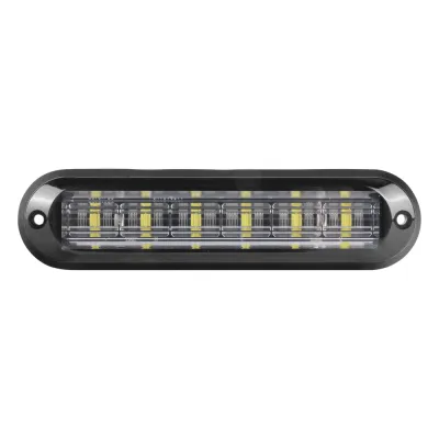 Luz Auxiliar Ultra Brillante IP67 de 6 LEDs, Color Rojo/Claro, con mica transparente y bisel negro
