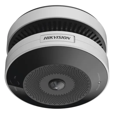 (HikFire) Mini Fisheye IP 4 Megapixel con Detector de Humo Puntual / Autónomo / Entrada y Salida de Alarma / 15 mts IR / PoE / WDR 120 dB / Alarma de 85 dB / MicroSD 128GB / Compatible con Hik-Connect