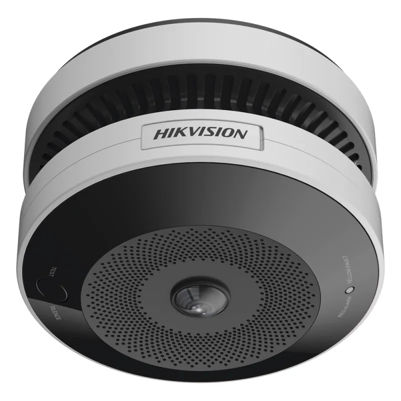 (HikFire) Mini Fisheye IP 4 Megapixel con Detector de Humo Puntual / Autónomo / Entrada y Salida de Alarma / 15 mts IR / PoE / WDR 120 dB / Alarma de 85 dB / MicroSD 128GB / Compatible con Hik-Connect