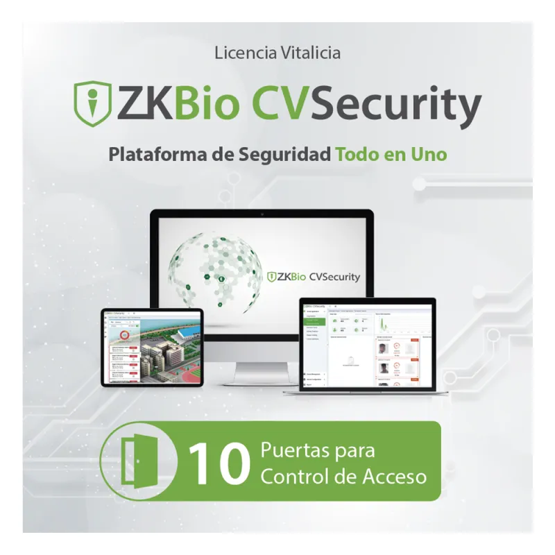 Licencia para ZKBio CVsecurity permite gestionar hasta 10 puertas para control de acceso