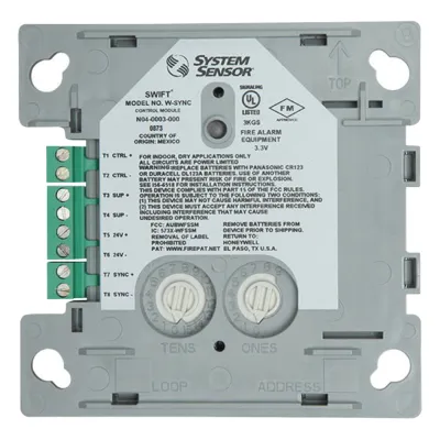Módulo de Sincronización Inalámbrico / Compatible con Paneles Notifier, Fire-Lite, Silent Knight y Farenhyt / Incluye Baterías
