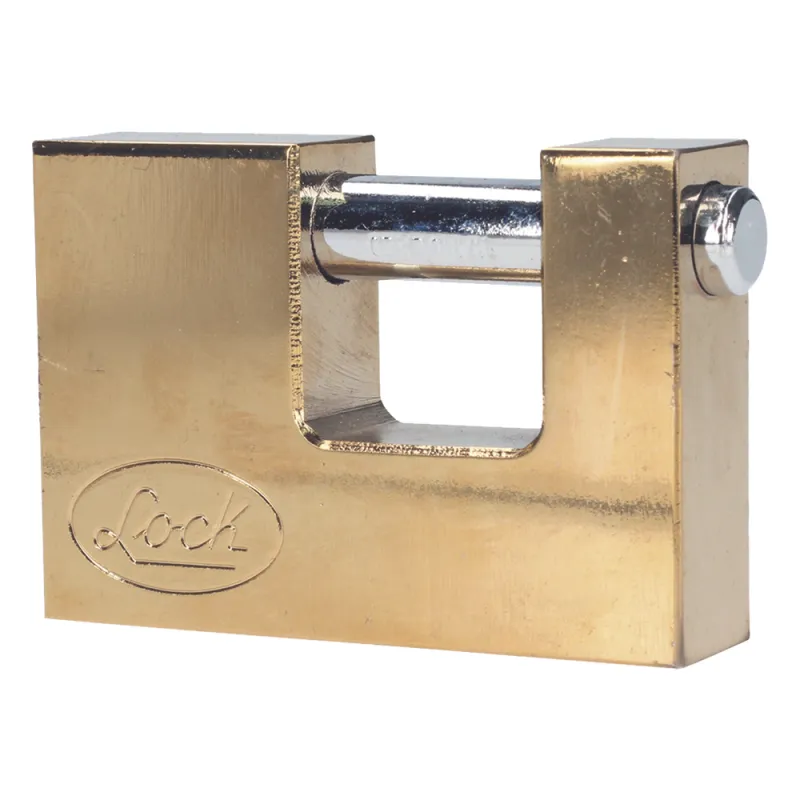 Candado de acero para Cortina Metálica / Medida 80 mm/ Acabado Latón Brillante / Nivel de Seguridad 6 / Llave Estándar.