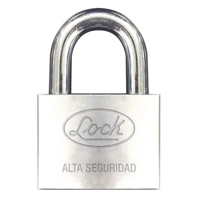 Candado de hierro alta seguridad con llave de disco/ Acabado Cromado/ Llaves Abloy/ Medida de Horquilla 38 mm.