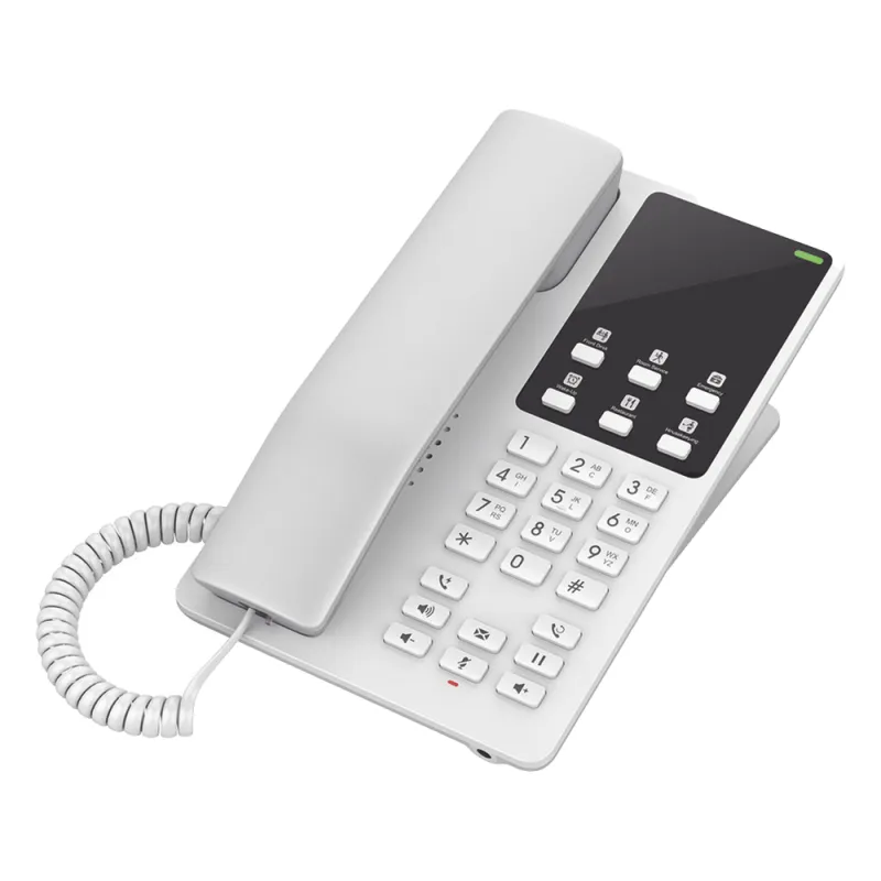 Teléfono IP Hotelero, 2 líneas SIP con 2 cuentas, codec Opus, IPV4/IPV6, color blanco, con gestión en la nube GDMS