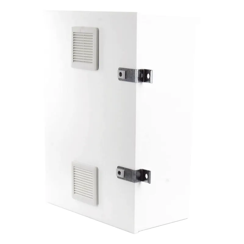 Gabinete para instalación de 2 Baterías PL110D12, Fabricado en Lámina Galvanizada, Accesorios para piso o poste (No incluidos)
