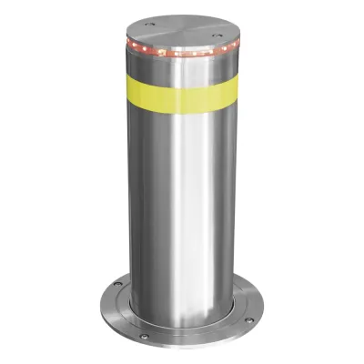 Bolardo Hidráulico Antiembestida 220 mm × 600 mm / Acero Inoxidable 304 / 200,000 J de Resistencia al Impacto / Bomba Hidráulica Integrada / Ciclo de 4 seg / 100 Ciclos por Hora