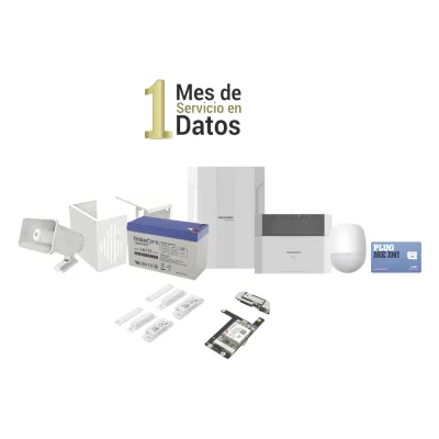 KIT Panel de Alarma HYBRID PRO / 1 Panel Híbrido / 1 Monitor LCD / 2 Contactos Magnéticos / 1 PIR / 1 Batería 12 vcc 7 Amp