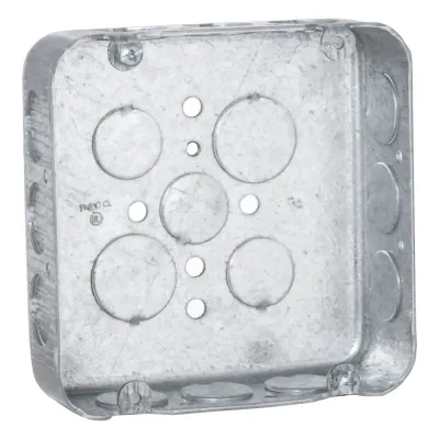 Caja Cuadrada 4 11/16"/ Profundidad 1 1/2"/ 15 Entradas 1/2", 2 Entradas 3/4"/ Troquelada.