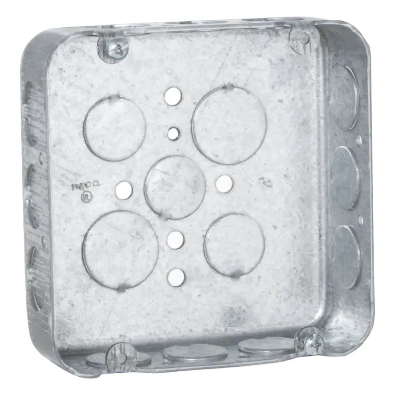 Caja Cuadrada 4 11/16"/ Profundidad 1 1/2"/ 15 Entradas 1/2", 2 Entradas 3/4"/ Troquelada.