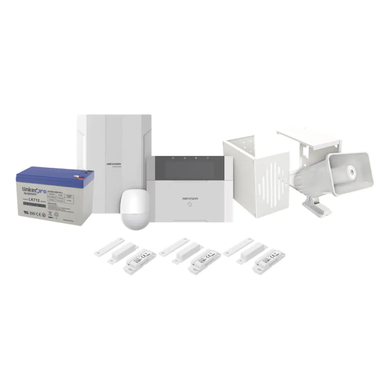 KIT Panel de Alarma AX HYBRID PRO / 1 Panel Híbrido / 1 Monitor LCD / 2 PIR / 3 Contactos Magnéticos / 1 Sirena / 1 Gabinete para Sirena / 1 Batería 12 vcc 7 Amp