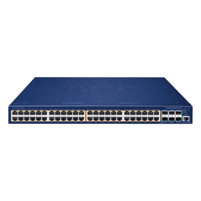 Switch Administrable Stacking Capa 3, 48 Puertos PoE Gigabit 802.3at, 6 Puertos SFP de 10 G, Entrada de Alimentación Redundante de 55 V cc.
