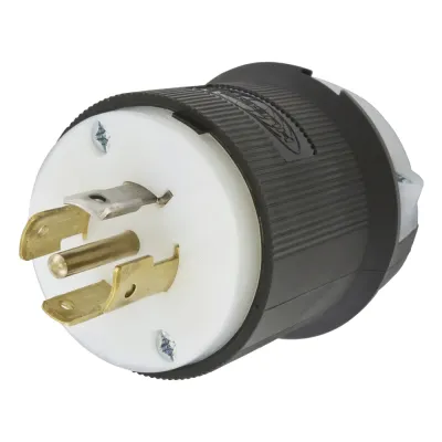 Clavija Industrial con Bloqueo de Media Vuelta / 20 A 120/208 V CA / 4 Polos 5 Hilos / Color Blanco y Negro / Nema L21-20P/ Grado Industrial