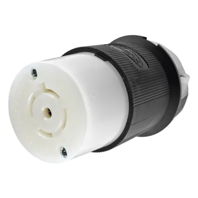Conector Industrial con Bloqueo de Media Vuelta / 20 A 120/208 V CA / 4 Polos 5 Hilos / Color Blanco y Negro / Nema L21-20R/ Grado Industrial.