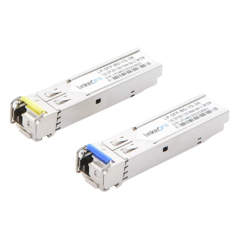 Transceptores Ópticos Bidireccionales SFP (Mini-Gbic) / Monomodo 1310 & 1550 nm / 1.25 Gbps / 1000BASE-BX / Conector LC/UPC Simplex / DDM / Hasta 3 km / 2 Piezas