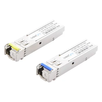 Transceptores Ópticos Bidireccionales SFP (Mini-Gbic) / Monomodo 1310 & 1550 nm / 1.25 Gbps / 1000BASE-BX / Conector LC/UPC Simplex / DDM / Hasta 10 km / 2 Piezas