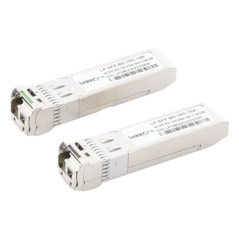 Transceptores Ópticos Bidireccionales SFP+ (Mini-Gbic) / Monomodo 1270 & 1330 nm / 10 Gbps / 10GBASE-BX / Conector LC/UPC Simplex / DDM / Hasta 10 km / 2 Piezas