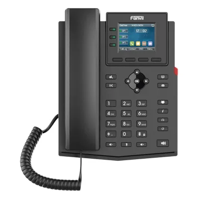Teléfono IP empresarial para 4 líneas SIP con pantalla LCD de 2.4 pulgadas a color, Opus y conferencia de 3 vías, PoE.