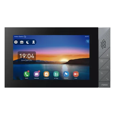 Monitor IP/SIP para interior con Android, Wi-Fi, Bluetooth, pantalla táctil de 7", audio de 2 vías, PoE, 8 interfaces de entrada de alarma.