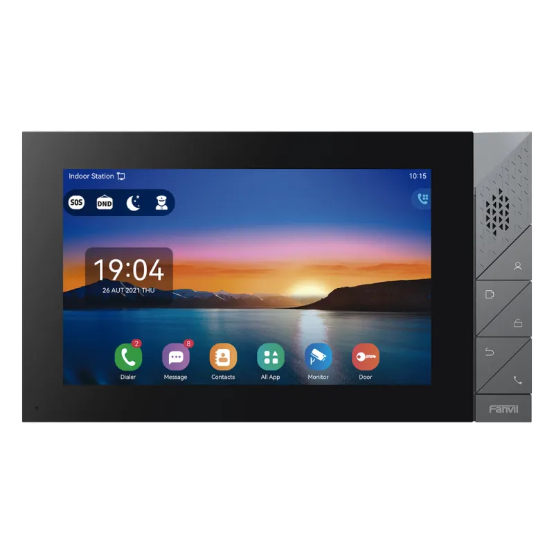 Monitor IP/SIP para interior con Android, Wi-Fi, Bluetooth, pantalla táctil de 7", audio de 2 vías, PoE, 8 interfaces de entrada de alarma.