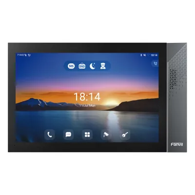 Monitor IP/SIP para interior con Android, Wi-Fi, Bluetooth, Pantalla táctil de 10.1", audio de 2 vías, PoE, 8 interfaces de entrada de alarma.