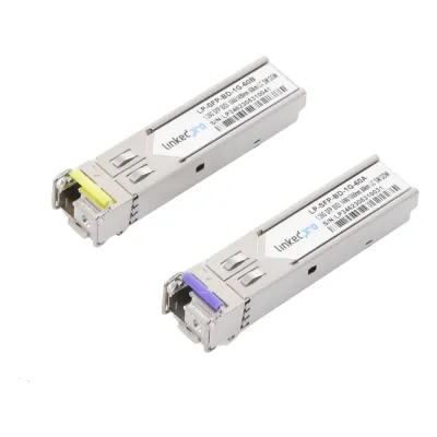 Transceptores Ópticos Bidireccionales SFP (Mini-Gbic) / Monomodo 1490 & 1550 nm / 1.25 Gbps / 1000BASE-BX / Conector LC/UPC Simplex / DDM / Hasta 60 km / 2 Piezas