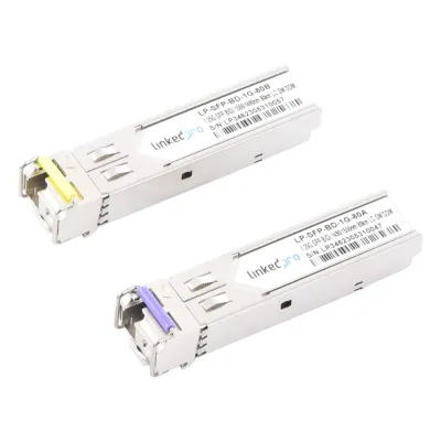 Transceptores Ópticos Bidireccionales SFP (Mini-Gbic) / Monomodo 1490 & 1550 nm / 1.25 Gbps / 1000BASE-BX / Conector LC/UPC Simplex / DDM / Hasta 80 km / 2 Piezas