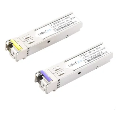 Transceptores Ópticos Bidireccionales SFP (Mini-Gbic) / Monomodo 1490 & 1550 nm / 1.25 Gbps / 1000BASE-BX / Conector LC/UPC Simplex / DDM / Hasta 100 km / 2 Piezas