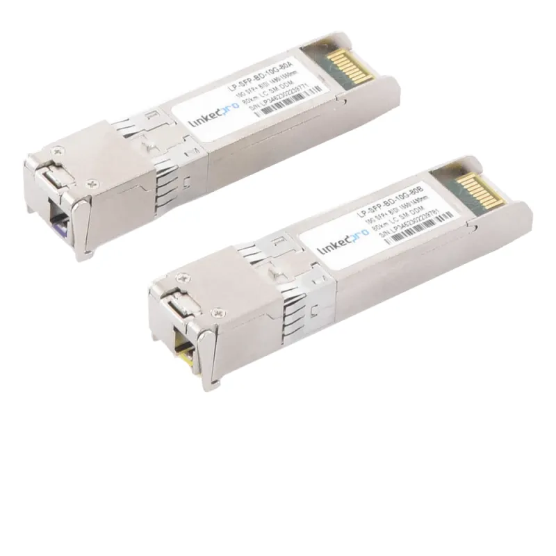 Transceptores Ópticos Bidireccionales SFP+ (Mini-Gbic) / Monomodo 1490 & 1550 nm / 10 Gbps / 10GBASE-BX / Conector LC/UPC Simplex / DDM / Hasta 80 km / 2 Piezas