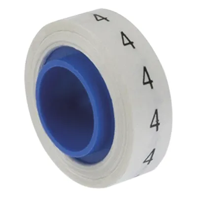 Rollo de Etiquetas Marcadoras, Pre-Impresos con el Número 4, de 2.4 Metros (7.87 Pies), Color Blanco