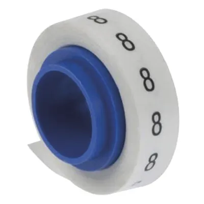 Rollo de Etiquetas Marcadoras, Pre-Impresos con el Número 8, de 2.4 Metros (7.87 Pies), Color Blanco