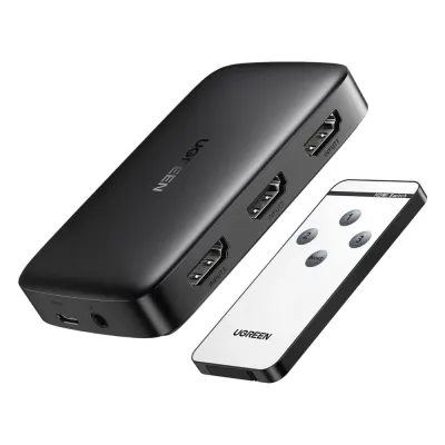Conmutador HDMI (Switch) 4K@30Hz | 3 Entradas a 1 Salida | 3D | Transmisión Estable | Incluye Control Remoto | Receptor de Infrarrojos | Indicador LED | Chip Inteligente | Incluye Cable Micro USB para Alimentación.