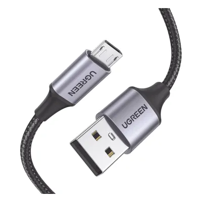 Cable USB-A a Micro USB | 1 Metro (3.28 Pies) | Carga Rápida | QC 3.0/2.0 | FPC | AFC | Transferencia de Datos de 480 Mbps | Recarga hasta 18W | Protección Integrada | Caja de Aluminio | Nylon Trenzado | Color Negro