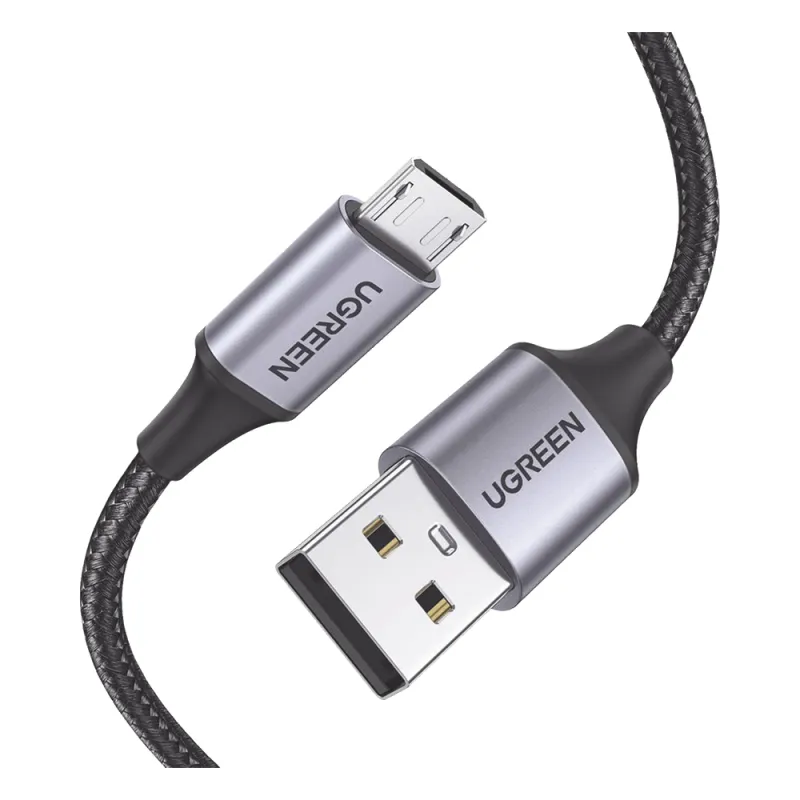 Cable USB-A a Micro USB | 1 Metro (3.28 Pies) | Carga Rápida | QC 3.0/2.0 | FPC | AFC | Transferencia de Datos de 480 Mbps | Recarga hasta 18W | Protección Integrada | Caja de Aluminio | Nylon Trenzado | Color Negro