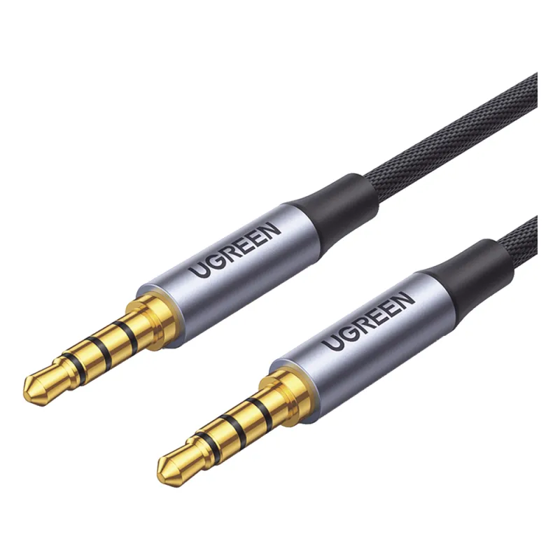 Cable Auxiliar de 3.5mm / Cable Audio Estéreo / Núcleo de Alambre de Cobre Esmaltado / Carcasa de Aluminio Azul + Nylon Trenzado / Soporta Micrófono / 2 Metros