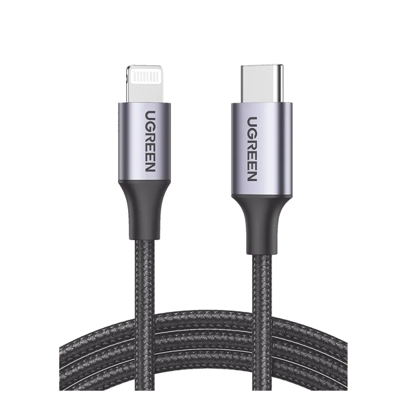 Cable USB-C a Lightning | 1 Metro (3.28 Pies) | Certificado MFi | Carga Rápida 60W | 480 Mbps | Conector C94 | Adecuado para iPhone, iPad y iPod | Protección Integrada | Caja de Aluminio | Nylon Trenzado | Color Negro