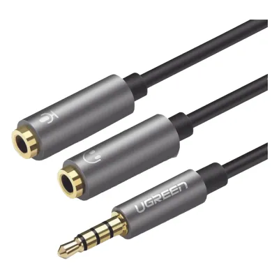 Cable Divisor en Y / De 3.5 mm Macho a Dos Salidas de 3.5 mm Hembra / CTIA, TRS / Núcleo de Cobre / TPE / Longitud 20 cm / Ideal para Separar el Micrófono de los Auriculares
