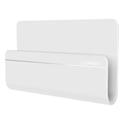 Soporte de Pared Adhesivo para Teléfono / Diseño de Montaje en Pared / Protección De Silicona Antideslizante / Anti Arañazos / Adhesivo 3M / Soporta Dispositivos 165*81*26.5 mm. / Caja De ABS / Color Blanco