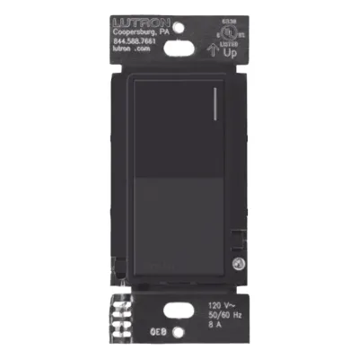 Apagador auxiliar Sunnata de pared para control de 3 vías o escalera, 120 V, compañero cableado del apagador principal del sistema RadioRA 3, color negro mate (Midnight)