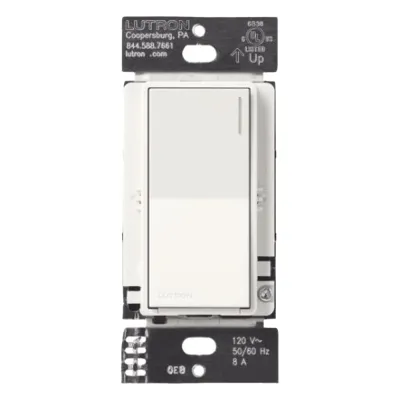 Apagador auxiliar Sunnata de pared para control de 3 vías o escalera, 120 V, compañero cableado del apagador principal del sistema RadioRA 3, color blanco mate (Snow)