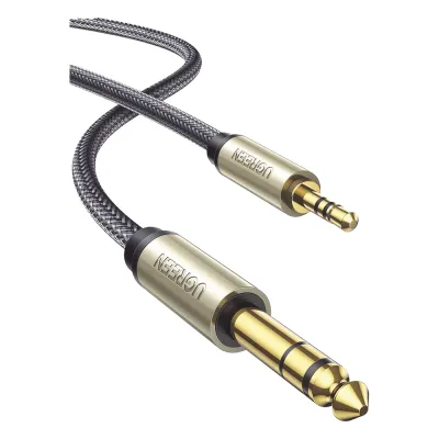 Cable Audio Estéreo 3.5mm (1/8") TRS a 6.35mm (1/4") TS / 1 Metro / Audio de Hi-Fi / Trenza de Nylon / Blindaje Múltiple / Caja de Aleación Zinc / Núcleo de Cobre Puro / Compatibilidad Universal