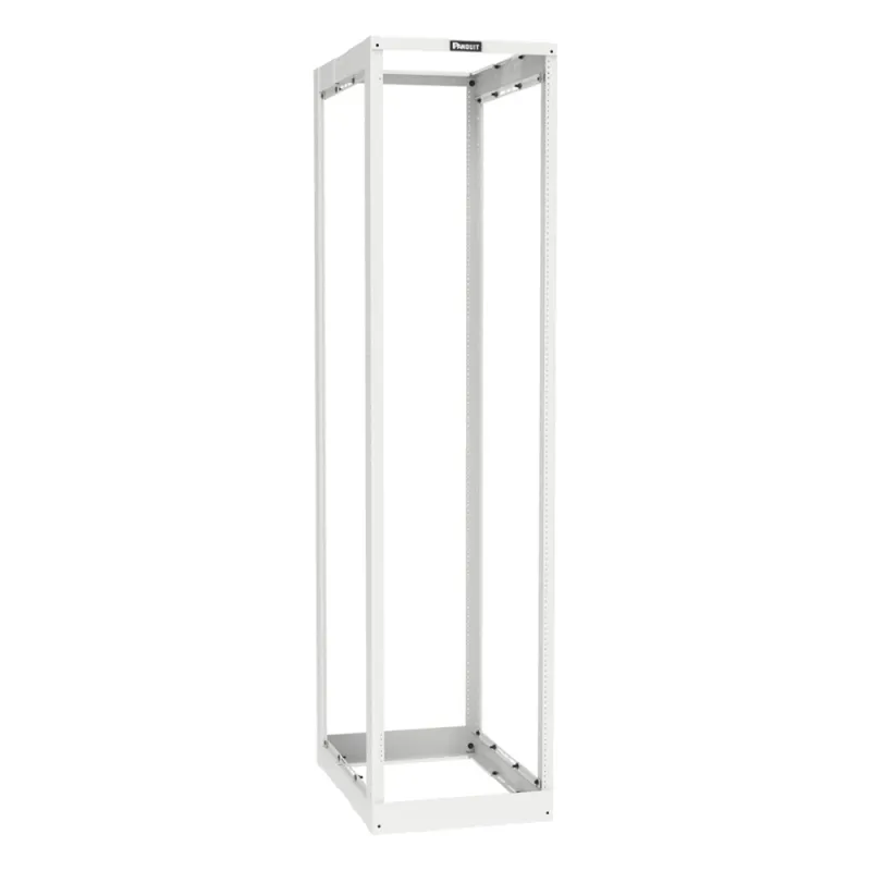 Rack de Cuatro Postes Estándar de 19", Rieles Roscados #12-24, Profundidad Ajustable de 23 a 42 in, 45 Unidades de Rack, Color Blanco