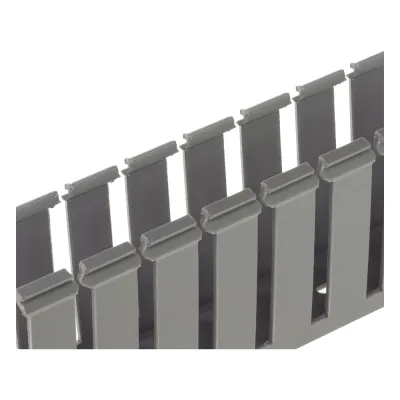 Canaleta Ranurada de PVC sin Tapa, Tipo G, 3.25 in de Ancho, 3.12 in de Alto y 1828.8 mm de Largo, Color Gris