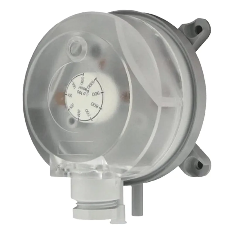 Interruptor de presión diferencial ajustable con perilla de doble escala para monitoreo de aire en sistemas HVAC