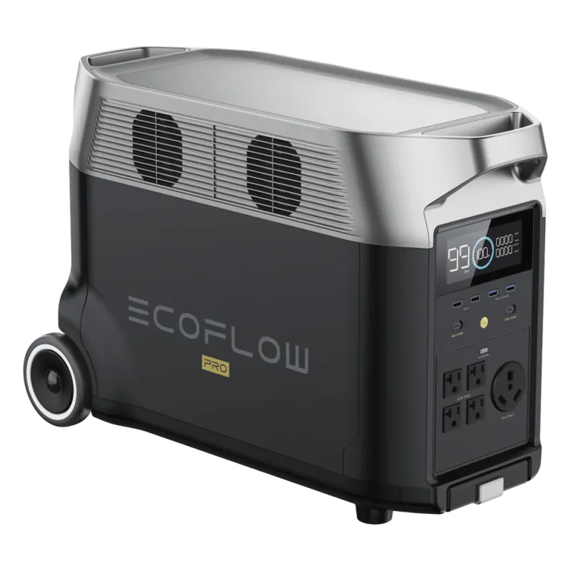 Estación de Energía Portátil DELTA PRO 3600Wh Litio LFP / 5 AC 3600W (7200W Pico) / 2 USB-C 200W / Capacidad para Aumentar Respaldo / Cargador de Coche 10A a 12.6V / Conectividad WiFi y Bluetooth (App) / Carga Solar 1600W Max.