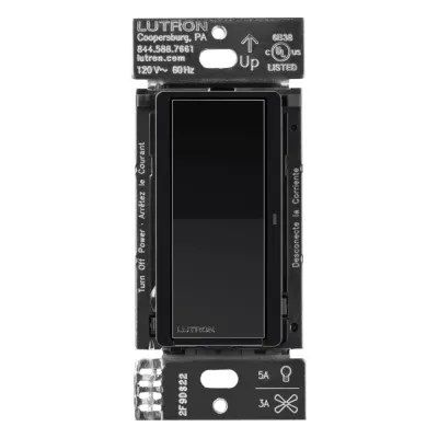 Interruptor de pared inteligente Claro on/off, 120 V con neutro, 5 A en LED y 600 W incandescente, funciona con control Pico y Smart Hub Caseta Wireless, color negro