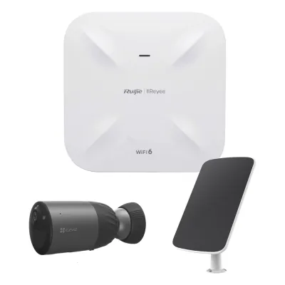 Kit de Cámaras Wi-Fi con Access Point/ Incluye 1 Cámara de Batería CS-BC1C / 1 Pane solar Mod. CS-CMT-SOLARPANEL-E / 1 Access Point RG-RAP6260(G)